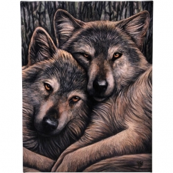 Mały Obraz Dwa Wilki - Loyal Companions Canvas Plaque by Lisa Parker